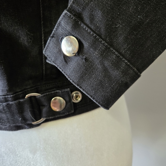 VALFRE Black Denim Jacket with Butterfly Back. Size Small - Picture 10 of 16